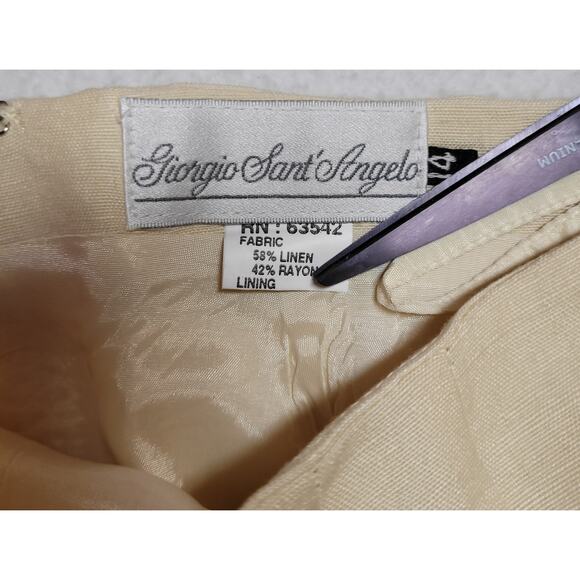 Giorgio Sant Angelo Womens Skirt 14 Linen Blend Vtg Yellow Mini Y2K 90s Preppy - Picture 5 of 5